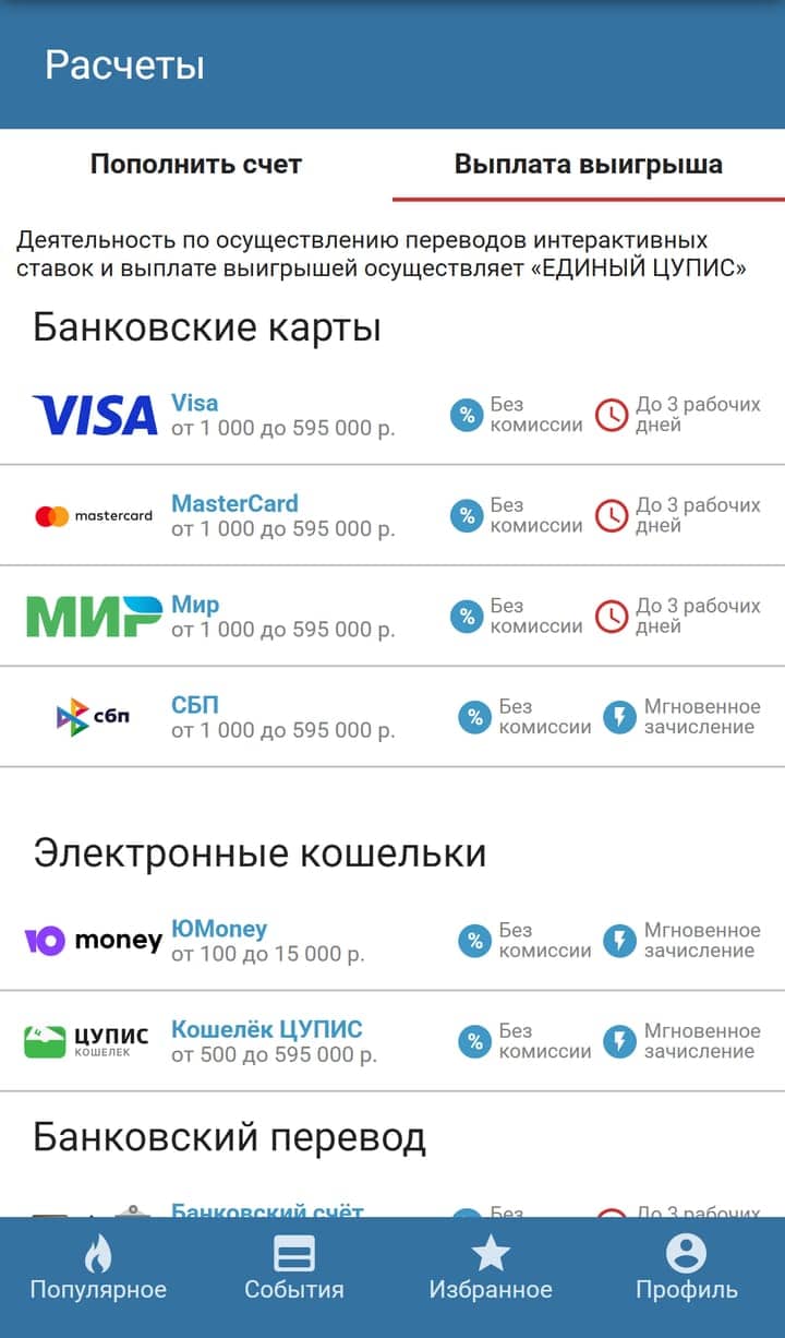 БЕТСИТИ выплата через ЕЦУПИС: карты, СБП, ЮMoney, кошелёк ЦУПИС